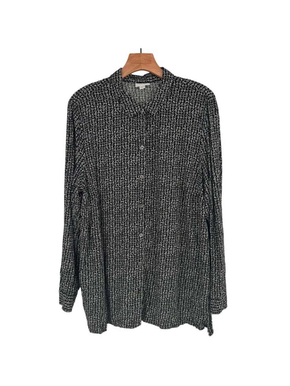 J. Jill Womens Black White pattern Button-Down Shirt to tunic size  XL Rayon